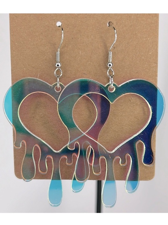 Fashion Jewelry Jewelry - Iridescent Color Dripping Heart Acrylic Earrings Fashion Jewelry